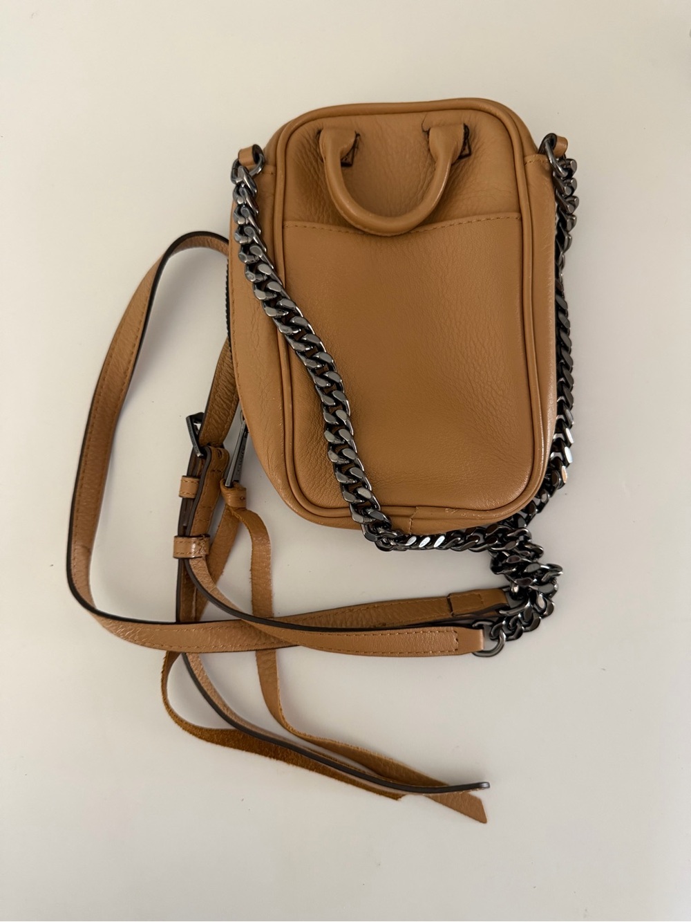 Aimee Kestenberg Tan Leather Crossbody with Gunmetal Chain